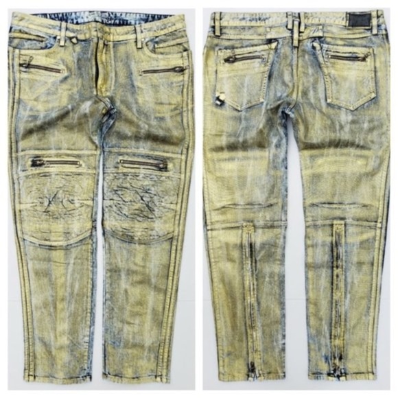 New ROBIN'S JEAN Racer Coated Slim Jeans SZ 40 - Picture 1 of 8